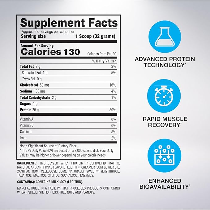 BPI Sports Hydro HD - 100% Hydrolyzed Whey Protein Powder - Muscle Growth, Recovery, 25g of Hydrolyzed Protein, Low Carb, Low Sugar, Fast Absorbing (23 Servings, Cinnamon Cereal)