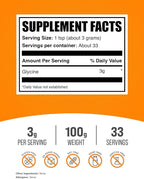 BulkSupplements.com Glycine Powder - Glycine Supplements, Amino Acid Supplement - Unflavored & Gluten Free, 3g per Serving, 100g (3.5 oz) (Pack of 1)
