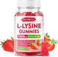 L-Lysine 1000mg Gummies, Lysine Supplement for Adults & Kids, Essential Amino Acid Supplement for Oral & Lips Health, Boost Immune & Calcium & Collagen, Sugar-Free, Strawberry Flavor, 60 Count