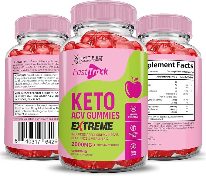 (10 Pack) Fast Track Keto ACV Gummies Extreme 2000MG Fasttracj Keto Gummies Apple Cider Vinegar Formulated with Pomegranate Beet Juice Powder B12 Vegan Non GMO 600 Gummys