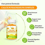 Calcium Magnesium Zinc Gummies with Vitamin D3 and K2, High Absorption Magnesium Glycinate Potassium for Immune and Calm Mood, Vegan Orange Flavor 120 Gummies