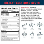 Bare Bones Beef Bone Broth Instant Powdered Mix Packets | 5g Collagen | 10g Protein | Keto & Paleo Friendly | No Artificial Flavors | Rich Savory on-the-go 16 Pack