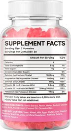 Calcium Citrate Gummies w/Vitamin D3, High Absorption Calcium Supplement for Women & Men, Plus Magnesium, Potassium, Zinc for Muscle & Immune Support, Sugar-Free, Raspberry Flavor, 60 Count