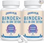 All-In-One Detox Binder Supplement 1500 MG - High Bioavailability, Liver Gut Detox Cleanse with Activated Charcoal, Zeolite & Bentonite Clay for Toxins, Liver, Digestive, 180 Vegan Capsules
