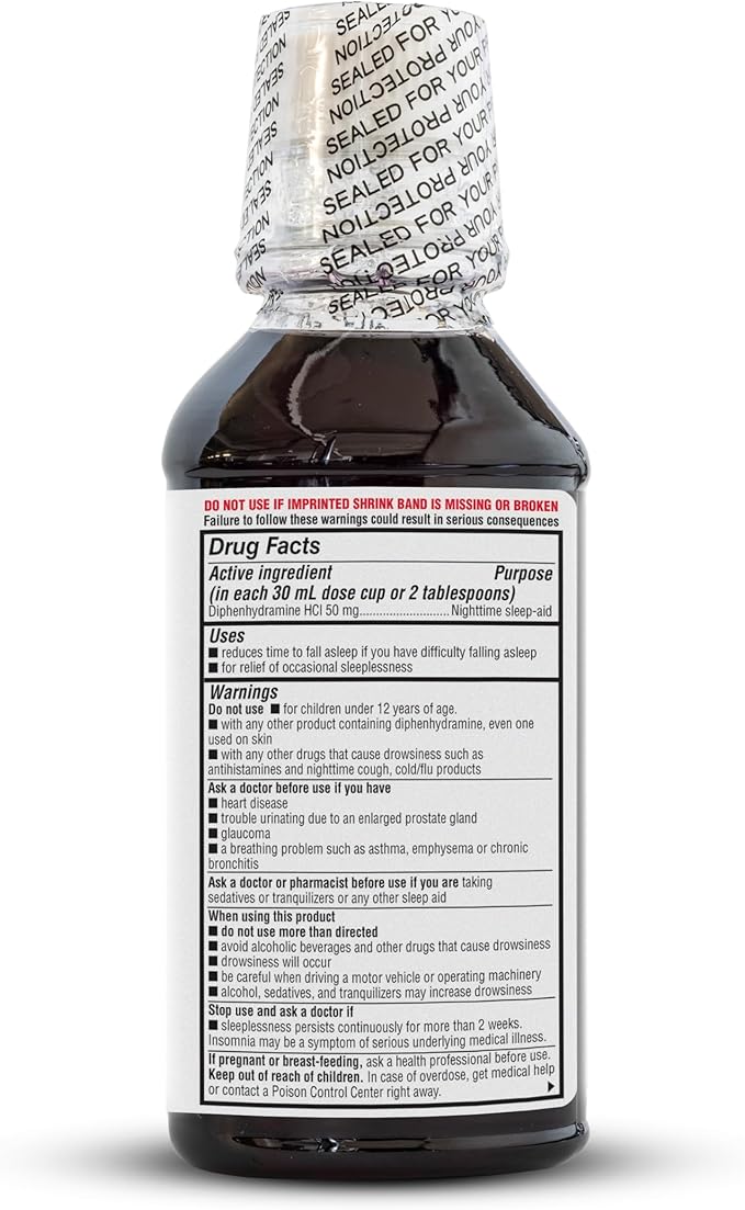 Nighttime Sleep-Aid Liquid for Adults, AP Safe