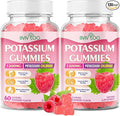 Potassium Gummies for Adults with 1200mg Potassium Chloride - Supports Muscle Health & Leg Cramps, Raspberry Flavor, 120 Count