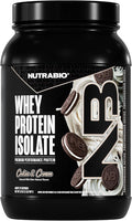 NutraBio 100% Whey Protein Isolate Protein Powder, 25g Protein with Complete Amino Acid Profile, Non-GMO, Soy & Gluten Free, Low Carb, Low Calorie Whey Protein Powder, Cookies & Cream, 2 Lbs