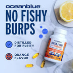 Oceanblue 2100 Triple Strength Omega-3 Fish Oil with Turmeric | Burpless Omega 3 Combo Supplement with Curcumin EPA DHA DPA | Heart and Joint Support | 60 Softgels | 2 Pack | 120 Total Softgels