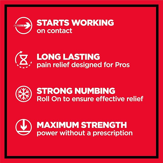 Absorbine Jr. PRO Maximum Strength Lidocaine Roll-On for Targeted Nerve and Muscle Pain Relief, 4% Lidocaine + 1.5% Phenol, Fast Acting & Long Lasting, 2.5 oz