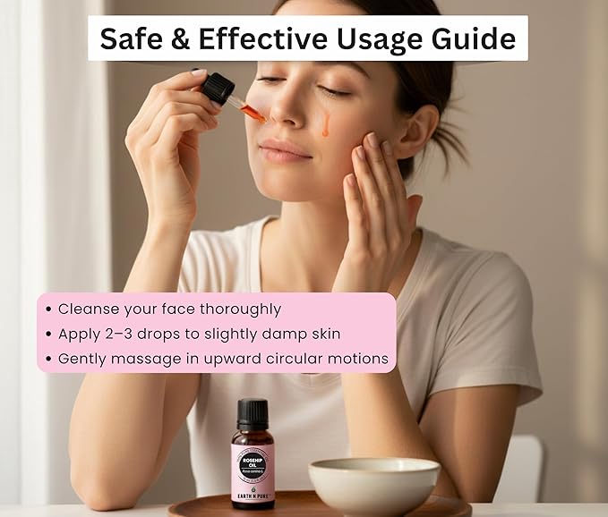 Earth N Pure Rosehip Oil Cold Pressed, Natural and Therapeutic Grade for Face with Glass Dropper 15 ml