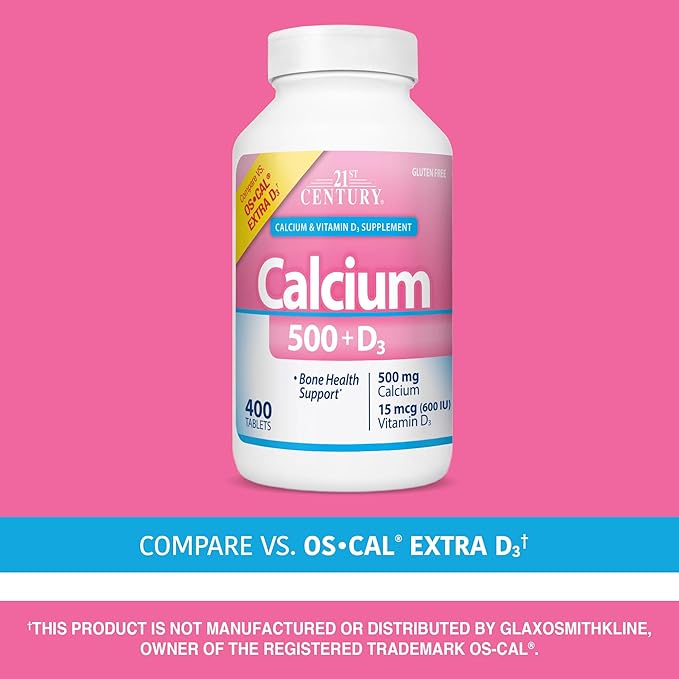 21st Century Vitamins Calcium 500 Plus Extra D Caplets, 400 Count