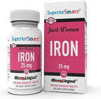 Superior Source Just Women - Iron 25 mg, (Ferrous Fumarate), Under The Tongue Quick Dissolve MicroLingual Tablets, 90 Count, Easily Absorbed, Assists Red Blood Cell Formation, Non-GMO