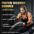 Whey Protein Gummies, 9g Protein per Serving, Easy to Take Snacks for Men & Women, Recovery + Supplement Gummies for Protein Boost, Muscle, Energy Support, Strawberry Flavor, 90 Gummies