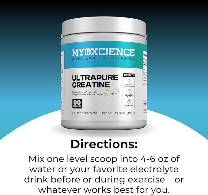 MYOXCIENCE Creapure® Creatine | 5 Grams German Creatine Monohydrate Per Serving | Supports Muscle Performance, Lean Body Mass, & Cognition (90 Serving Jar)