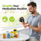 AUVON Portable Pill Dispenser to Store 7 Various Supplements, Travel Pill Organizer Bottle with Anti-Mixing Design, Arthritis-Friendly Pill Container with Wide Opening & Slider Lid, 20 Blank Stickers