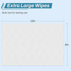 720 Count (12 Packs of 60) Wipes for Adults, 8" x 12" Extra Large Wet Wipes for Incontinence & Cleansing, Disposable Body Shower & Bath Wipes for Elderly Bathing No-Rinse - Vitamin E & Aloe