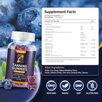 Tanning Gummies - Self Tan Bronzing Supplement that Work Without Sun - No Sugar Vegan with Astaxanthin Lycopene Beta Carotene and Vitamins-60 Count