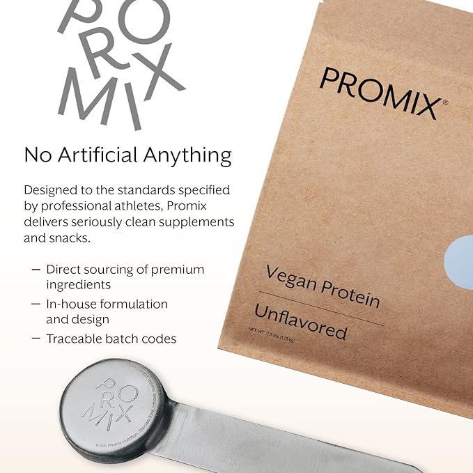 ProMix Nutrition Plant-Based Vegan Protein Powder, Unflavored - Pea Protein & Vitamin B-12 - ­Post Workout Fitness & Nutrition Shakes, Smoothies, Baking & Cooking Recipes - 2.5 Pound (Pack of 1)