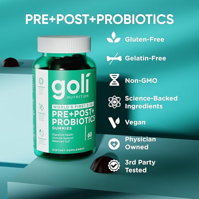 Goli Stress Less, Glow More, Digest Better Bundle - World's First 3-in-1 Pre, Post, Probiotic, Women's Complete Multi All 13 Essential Vitamins, Ashwagandha & Vitamin D Gummies, Vegan