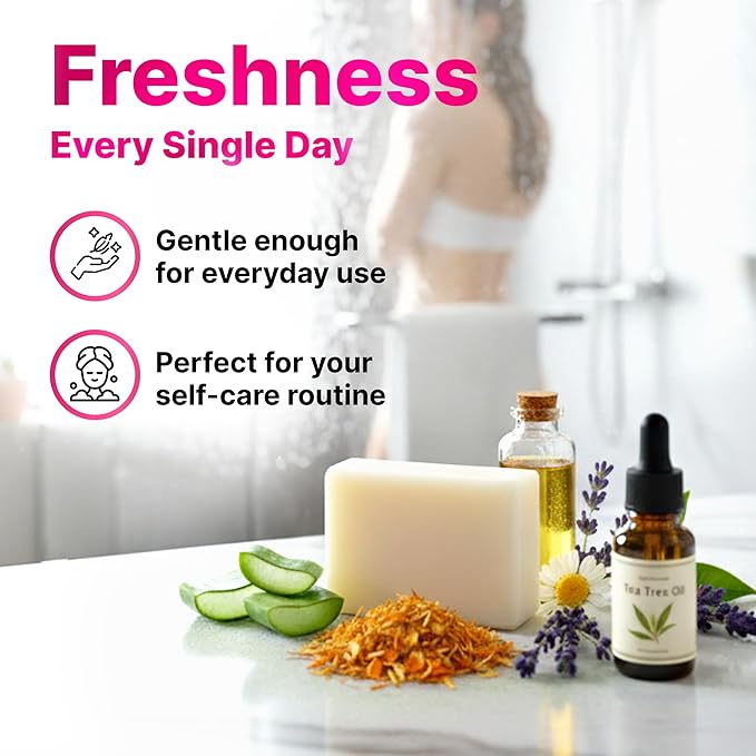 Aloe Vera Yoni Soap for Vaginal Intimate Feminine Wash - Advanced pH & Odor Control Hydration Complex - Natural Korean Cold-Pressed Vegan Formula with Calendula, Apple Cider Vinegar, Chamomile -2 Pack