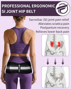 SI Belt for Men and Women – Sacroiliac Pelvic Support for Lower Back, Hip, and Sciatica Pain Relief – Adjustable Lumbar Brace for Pelvic Stability, Widened Design (Medium)