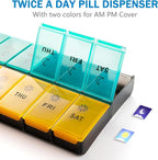 Mossime XL Large Daily Pill Organizer 2 Times a Day, Extra 7 Day Pill Box Am Pm, Weekly Day Night Vitamin Holder, Medicine Organizer, Big Pill Container, Medication Dispenser 14 Compartments
