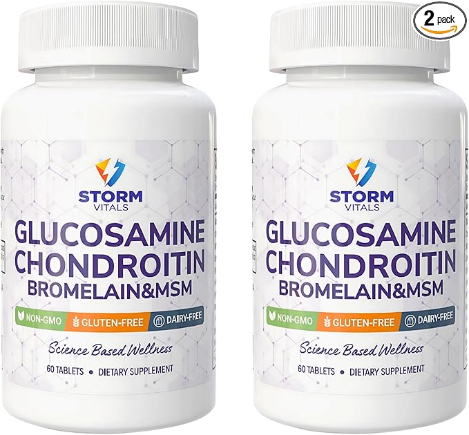 Glucosamine Chondroitin with MSM, Bromelain, Boswellia, Collagen, Hyaluronic Acid, Selenium & Vitamin D – Dietary Supplement – 60 Tablets