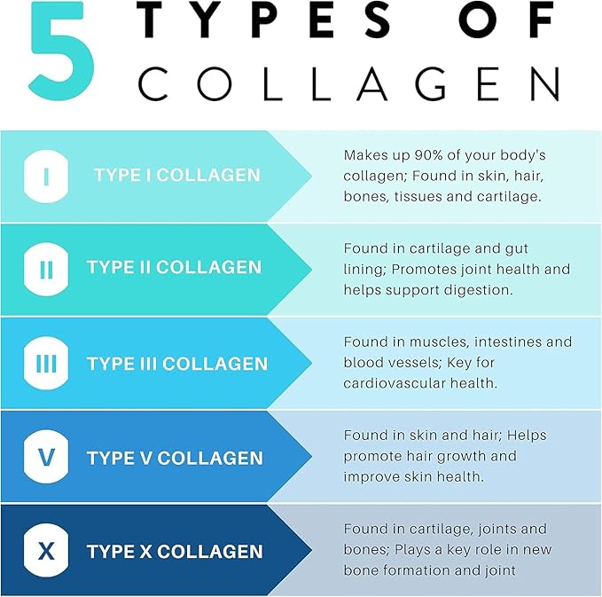 Collagen Hair, Skin and Nail Supplement for Women - Type I, II, III, V, X, Collagen Capsules Enhanced with Biotin, Keratin & Hyaluronic Acid - Comprehensive Skin, Hair & Nail Support