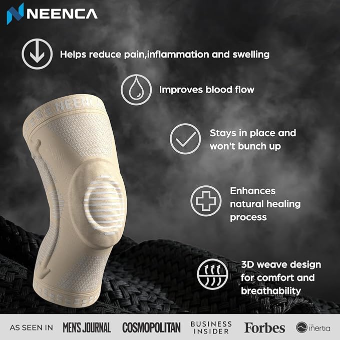 NEENCA Professional Knee Brace for Pain Relief, Medical Knee Support with Patella Pad & Side Stabilizers, Compression Knee Sleeve for Meniscus Tear, ACL, Joint Pain, Runner, Workout (Beige, X-Large)