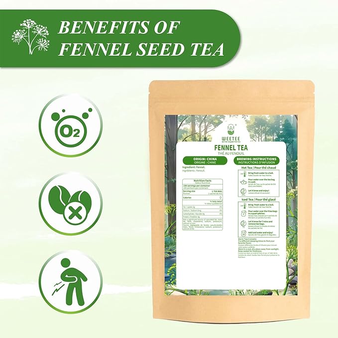 WT WEETEE Moringa Tea Bags 100 Count, 100% Pure Dried Moringa Leaves, Caffeine Free Nutrient-Dense Herbal Tea, Earthy Spinach Aroma & Bold Fermented Bean-Like Flavor