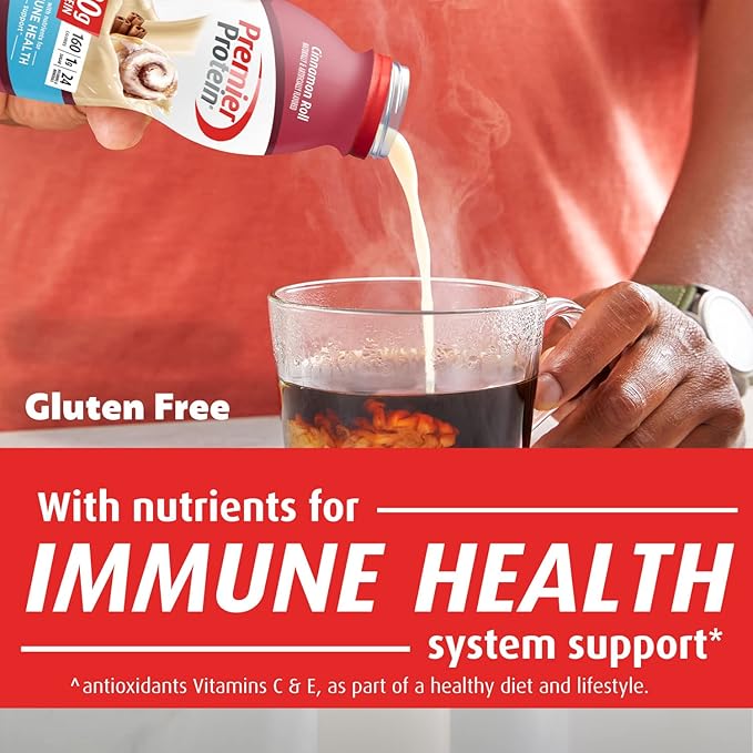 Premier Protein Shake,Cinnamon Roll,30g Protein,No Added Sugar,24 Vitamins & Minerals to Support Immune Health,11.5 fl oz (Packaging May Vary),(Pack of 24)