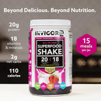 INVIGOR8 Superfood Grass Fed Whey Protein Isolate Shake Natural Strawberry Gluten-Free and Non GMO Meal Replacement with Probiotics and Omega 3 (645g)