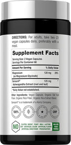 Horbäach Ashwagandha and Magnesium Glycinate | 120 Vegan Capsules | Support Supplement for Stress | Non-GMO, Gluten Free