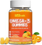 Omega-3 Gummies Vegan 1200mg, EPA and DHA Omega-3 Fatty Acids with Folate, Vitamin A, Vitamins C & E, High Potency Omega 3 Supplements for Immune Support, 60 Count