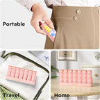 KOVIUU Weekly Pill Organizer 3X a Day, Detachable Pill Box 7 Day, Large 3 Times Daily Pill Case, Travel Pill Container Holder, Week Medication Dispenser Pillbox for Vitamin Supplement Medicine, Pink