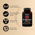NatureBell D-Mannose 500mg Capsules (2,000mg Per Serving) | 240 Veggie Capsules + Cranberry Concentrate 40mg – Fast Acting Urinary Tract Health Pills – Ultra UTI Support for Women & Men