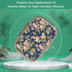 Pill Case Pill Box with Mirror Retro 2 Compartment Small Pill Case for Purse or Pocket Bronze Rectangular Pill Box or Vitamins, Fish Oil, Supplements, Pill Containe Travel Gifts（Retro Rose Floral）