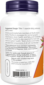 NOW Foods Supplements, Choline & Inositol 500 mg, Healthy Nerve Transmission*, Nervous System Health*, 100 Capsules (Pack of 2)