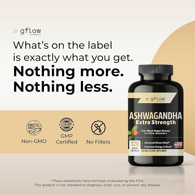 Ashwagandha Supplements for Women and Men | Sleep, Mood and Energy Support | Extra Strength, Vegan Friendly, Non-GMO, Made in USA - Pack of 3