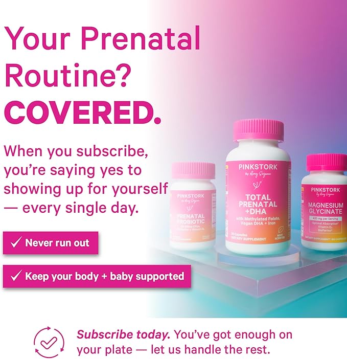 Pink Stork Choline - 550 mg Choline Bitartrate from VitaCholine for Pregnant + Postpartum Moms - Prenatal Vitamin for Fetal Cognitive Health + Breast Milk Quality - 1 Capsule Daily, 30 Count