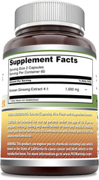 Amazing Formulas Ginseng Complex 1000 Mg of 4:1 Korean Ginseng Extract | Capsules Supplement | Non-GMO | Gluten-Free | Made in USA (1 Pack | 120 Count)