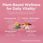 Mood & Vitality Supplement for Women – Energy, Focus & Balance | with Moringa, Korean Ginseng, Garlic, L-Arginine, L-Citrulline, Zinc & Vitamin B3 | 60 Capsules
