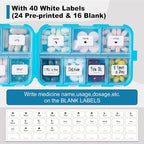 14 GRIDS Travel Pill Organizer Box with Labels - Travel Medicine Case Kit - Pocket Daily Pharmacy Container - Travel Medication Holder Dispenser for Fish Oil Vitamin Supplement Storage - Blue