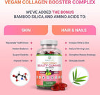Vegan Collagen Gummies with Biotin Vitamins for Hair Skin and Nails Health, (90 Chews) Collagen Support Superfruit Complex with Resveratrol, Vitamin A, E, C - Replace Capsules, Pills
