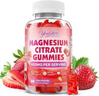 Magnesium Citrate Gummies, High Absorption Magnesium Gummies for Adults, Magnesium Supplement to Support Natural Relaxation, Vegan, Sugar-Free, Strawberry Flavor, 60 Count