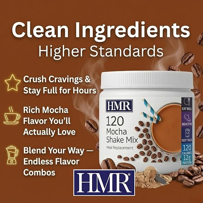 HMR 120 Shake Meal Replacement Powder | Mocha Shake Mix to Support Healthy Weight Loss | 12g of Protein | Nutritional Drink | Low Calorie Food | 12 Servings