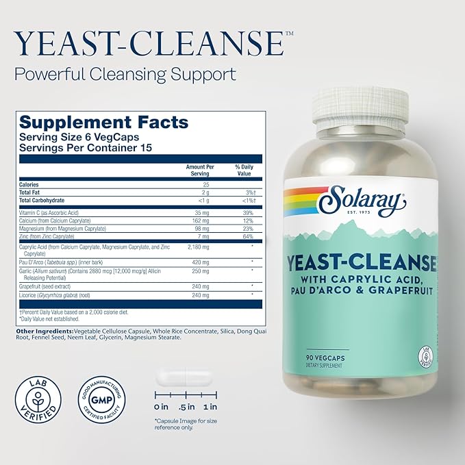 SOLARAY Yeast-Cleanse - 90 Vegetarian Capsules
