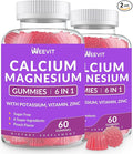 Sugar Free Calcium Gummies w/Vitamin D3 K2, Calcium Magnesium Zinc Gummies for Bone, Muscle & Immune, Algae CA Magnesium 2:1 Ratio Calcium Supplement for Women & Men - Vegan