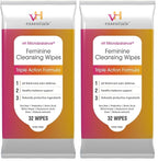vH essentials Feminine Cleansing Wipes - pH Balanced, Prebiotics, Tea Tree & Aloe, Soothing Witch Hazel, Odor-Blocking Formula, Vaginal and Perianal Care, Paraben, Alcohol, and Fragrance-Free