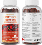 Unisex Cortisol Gummies - Contains Ashwagandha, Magnesium, L-Theanine - Unisex - Relieves Stress, Promotes Sleep, Detoxifies, Balances Hormones, 60 Count